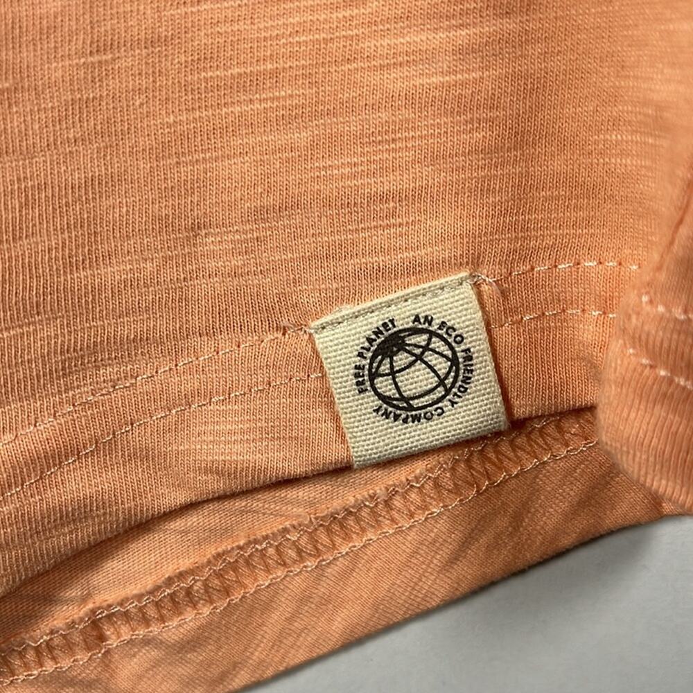 Free Planet Curve Hem Slim Fit Mens T-Shirt Cantaloupe Organic Cotton Size XL - Picture 4 of 4